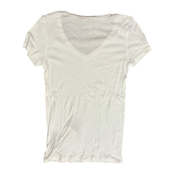 Polo Ralph Lauren Classic V-Neck T-Shirt – White with White Pony Logo - Picture 2 of 5
